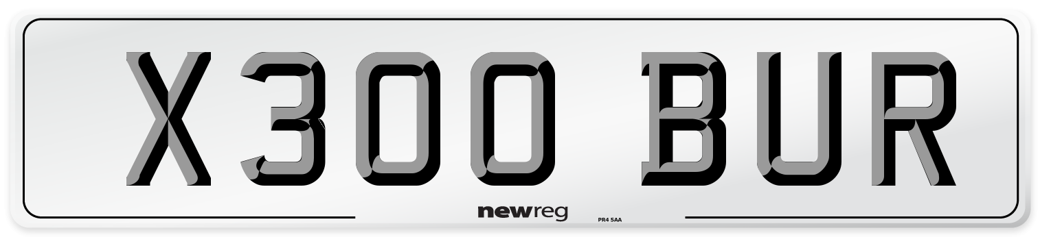 X300 BUR Number Plate from New Reg